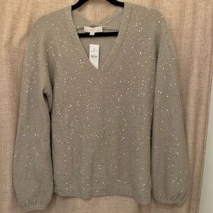 New with tags loft Sequin Double V Sweater